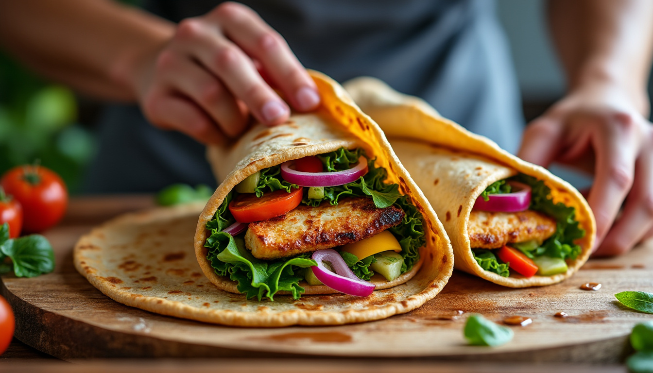 découvrez notre recette facile de wrap maison, idéale pour un repas rapide et savoureux. personnalisez votre wrap avec des ingrédients frais et gourmands !