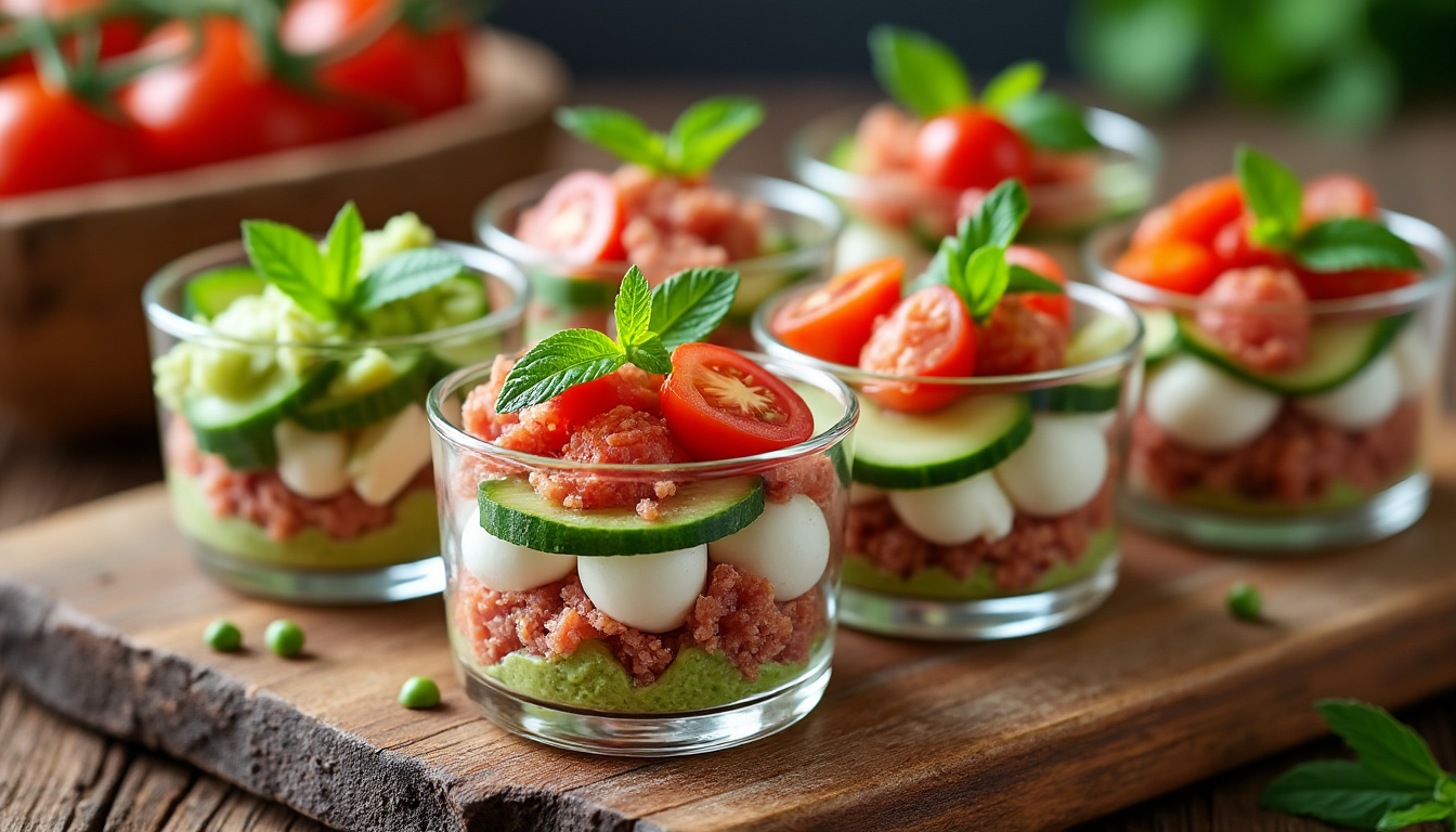découvrez nos recettes de verrines salées faciles et économiques, parfaites pour un apéritif gourmand et rapide à préparer.