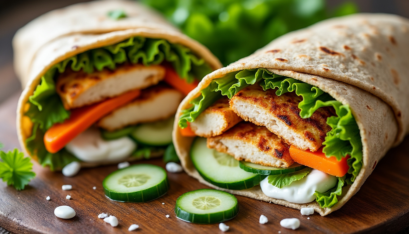 découvrez notre recette simple et rapide de wrap poulet crudité, un repas frais et équilibré parfait pour un déjeuner sur le pouce.